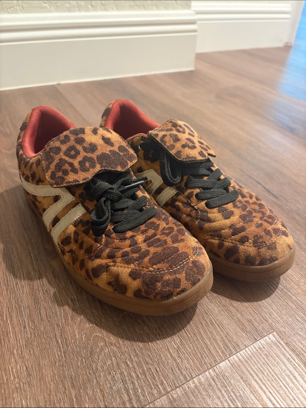 Steve Madden Leopard Print Sneakers in Brown, Black and Red